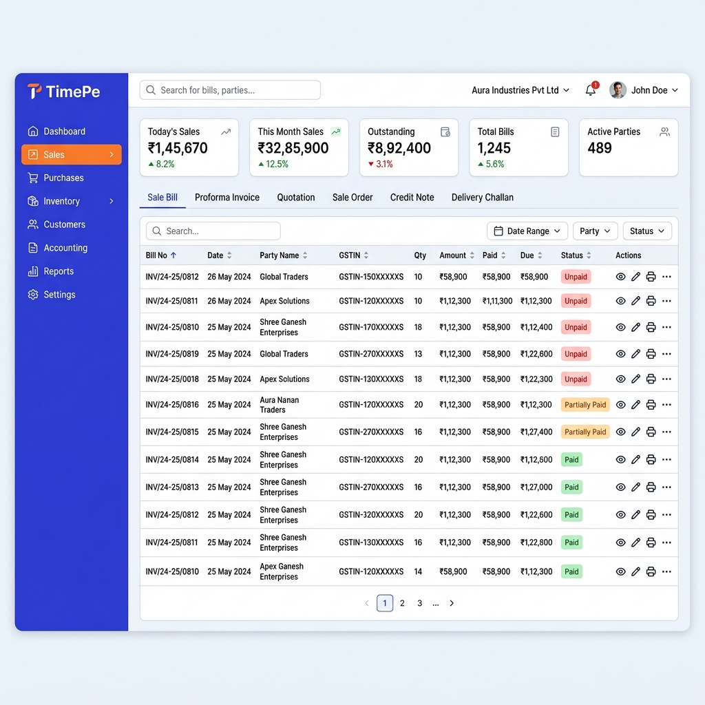 SALES LIST